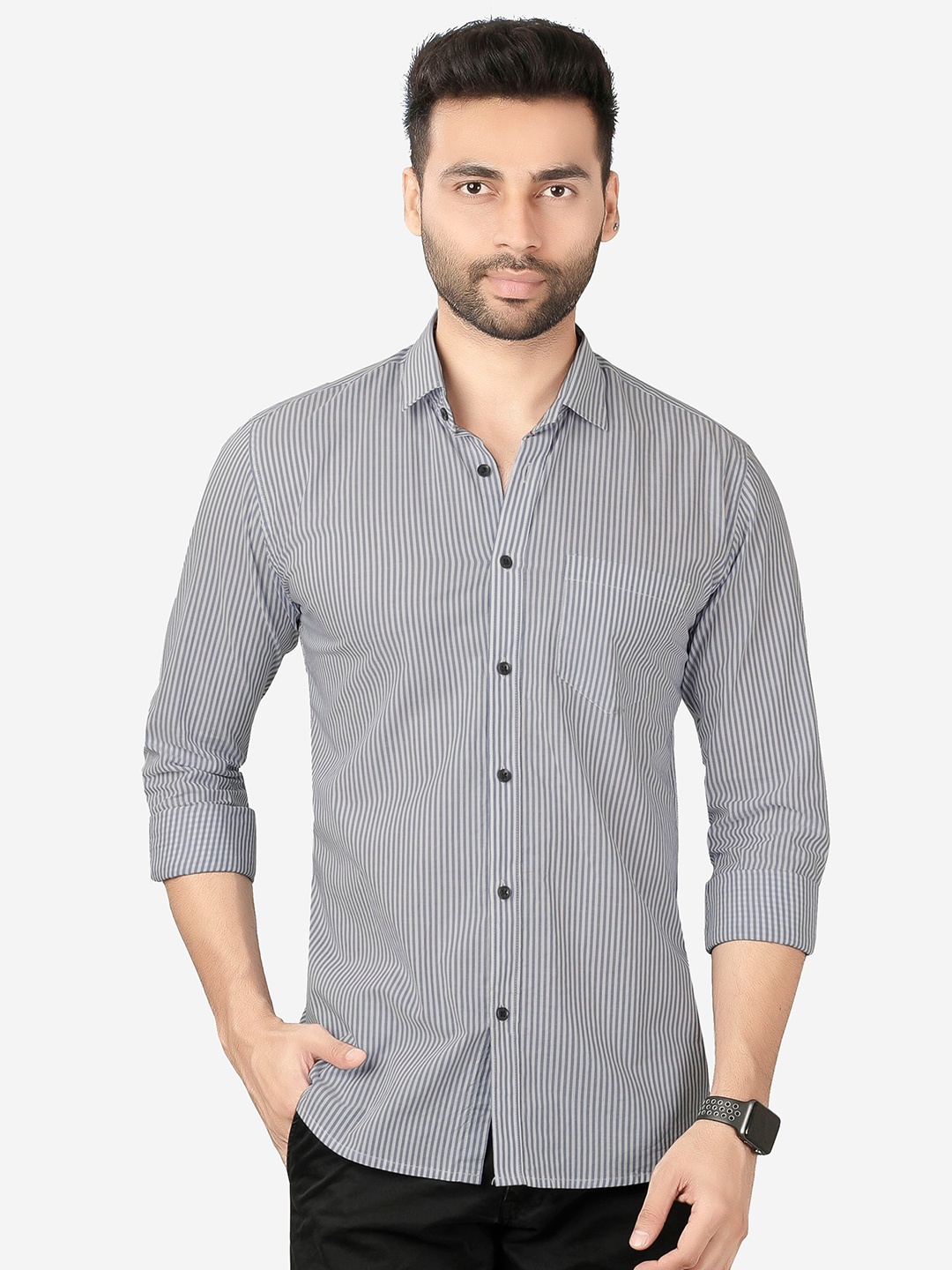 

5TH ANFOLD Men Blue Slim Fit Checked Casual Shirt