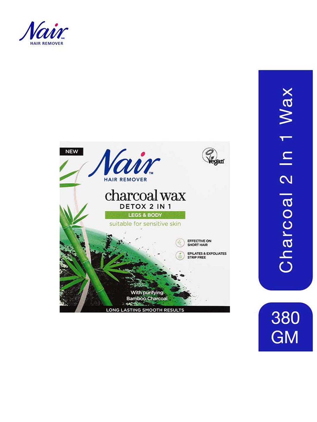 

Nair Detox 2-in-1 Legs & Body Charcoal Wax for Sensitive Skin - 380g, Grey
