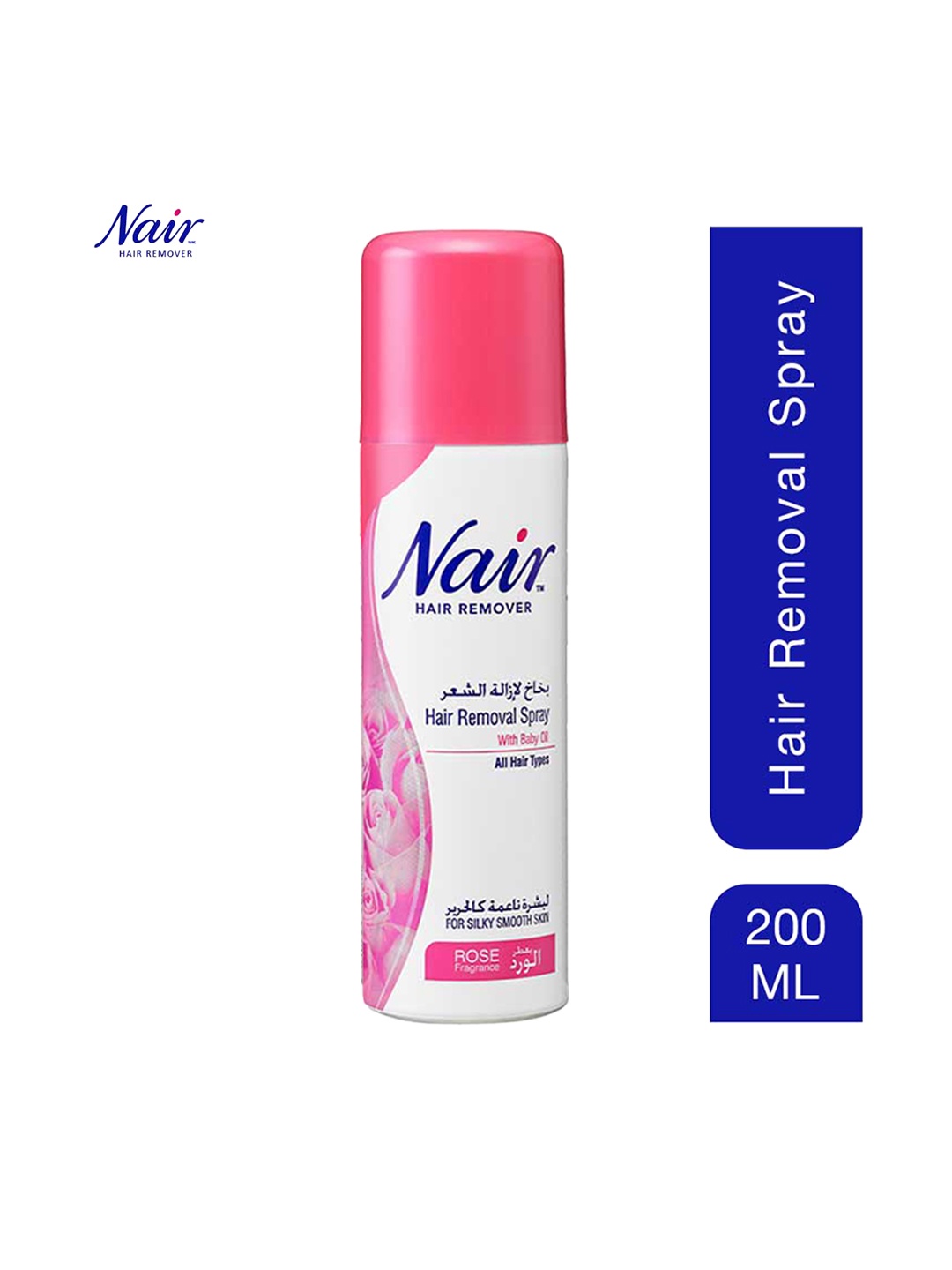 

Nair Rose Hair Removal Spray with Baby Oil for Silky & Smooth Skin- Rose Fragrance - 200ml, White