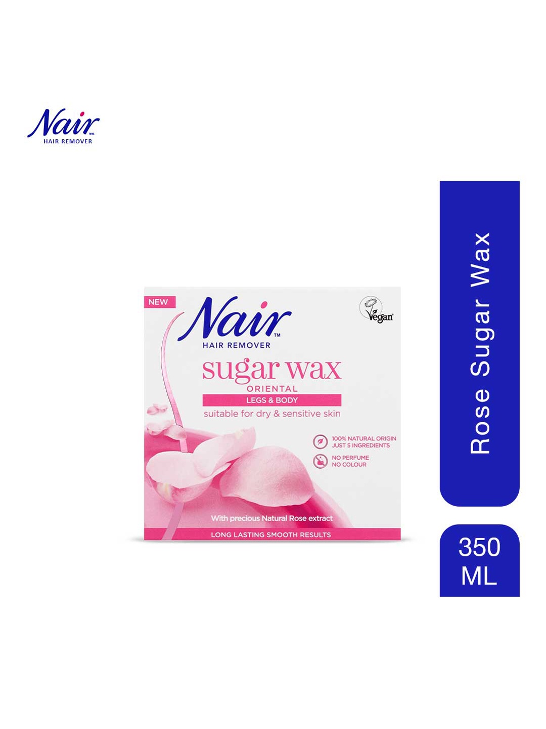 

Nair Oriental Sugar Wax for Dry & Sensitive Skin with Rose Extracts - 350ml, Pink