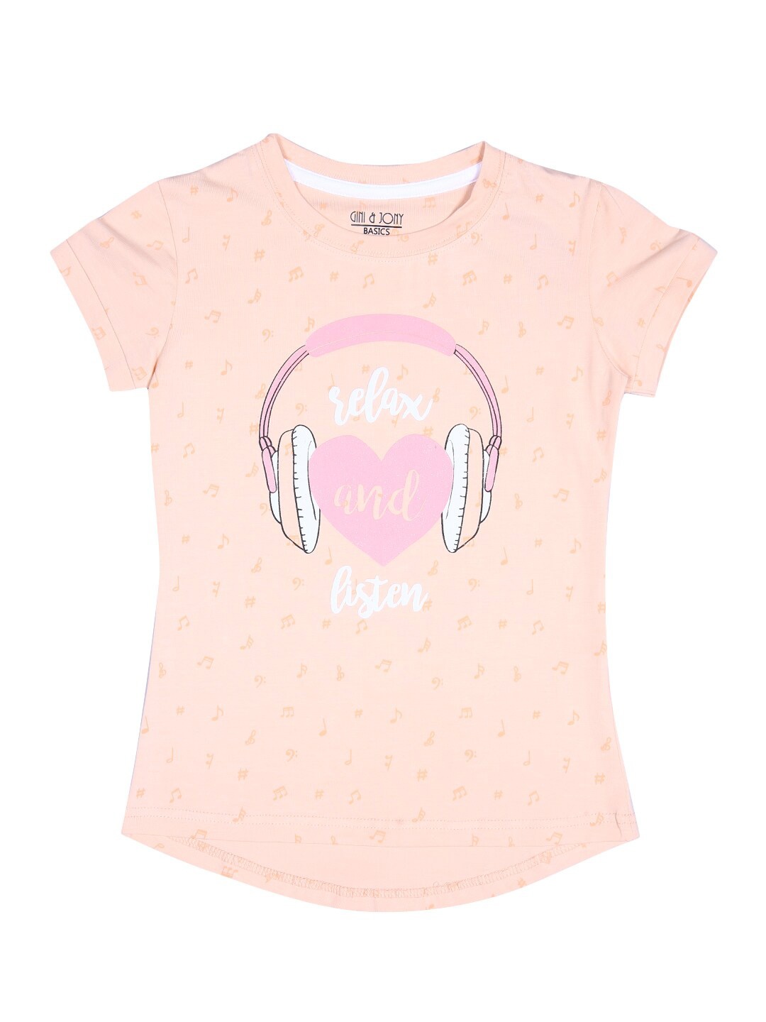

Gini and Jony Peach-Coloured Print Top