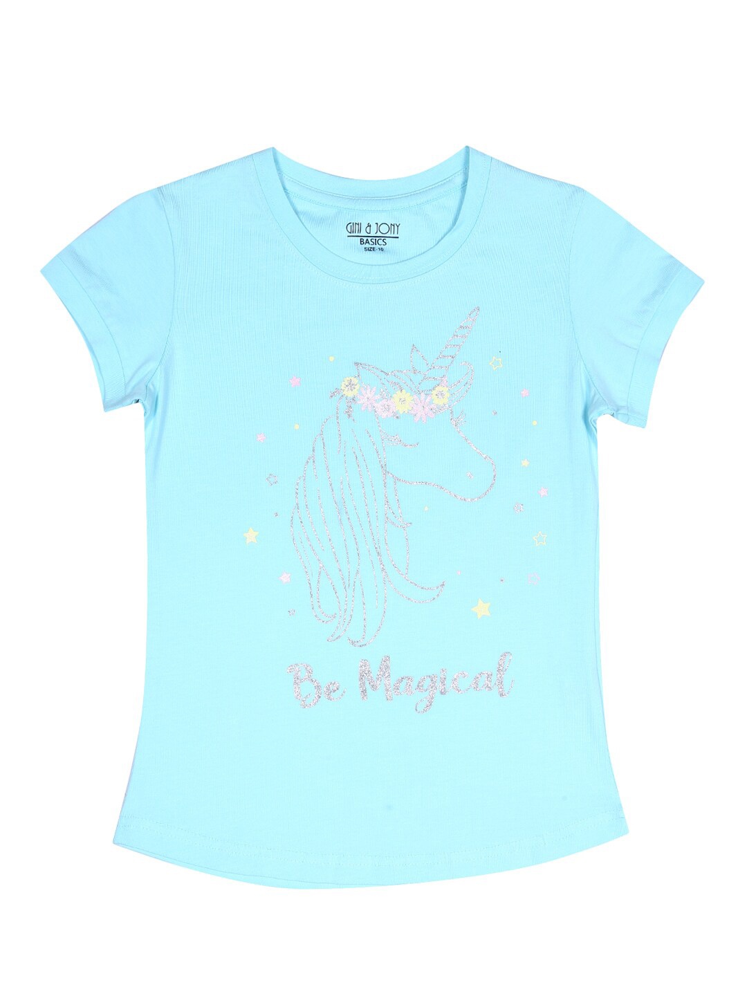

Gini and Jony Girls Blue Printed T-shirt