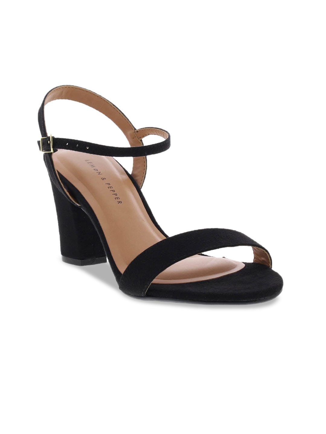 

LEMON & PEPPER Black PU Block Heels