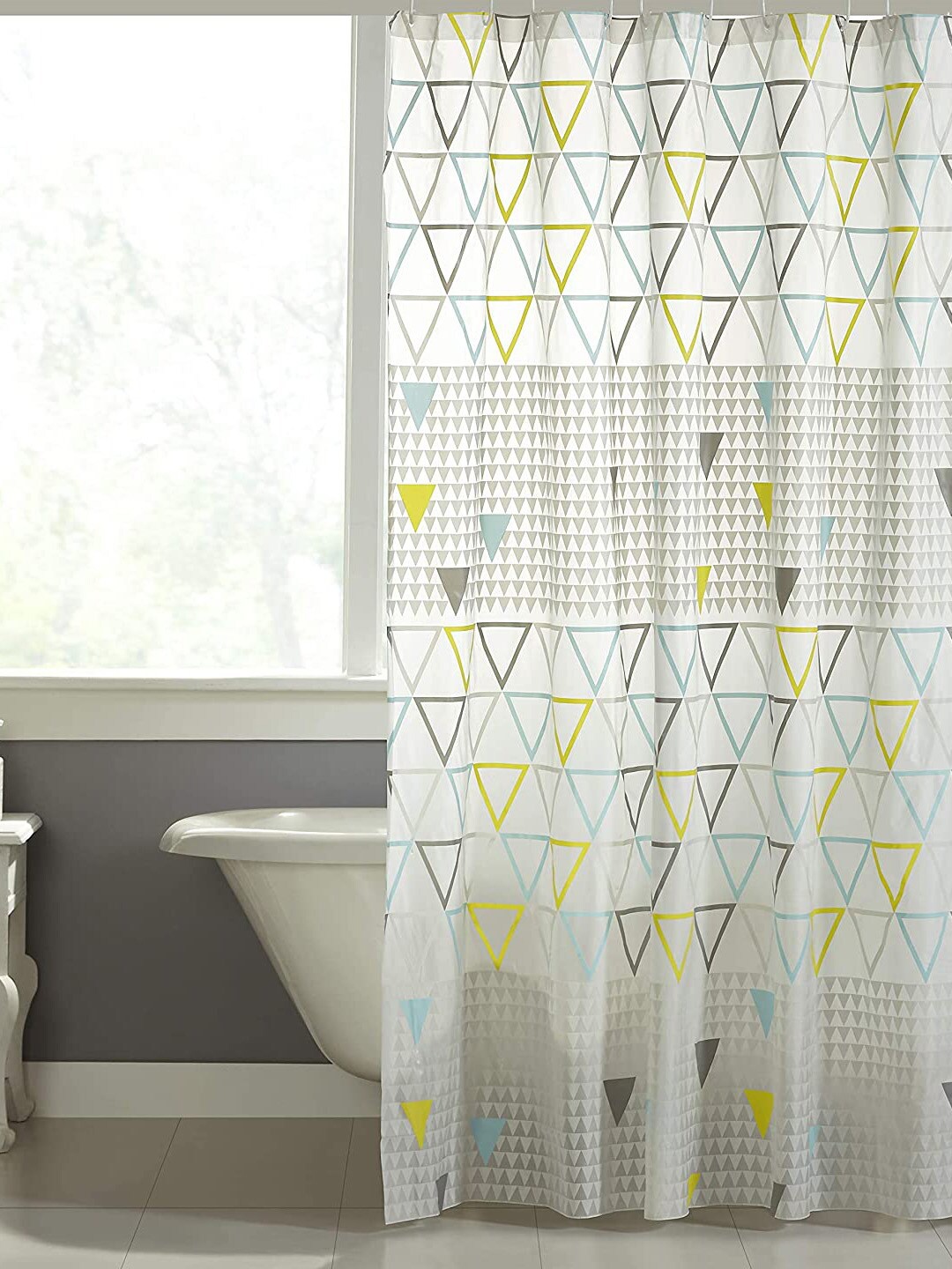 

homewards White & Grey Printed Shower Curtains