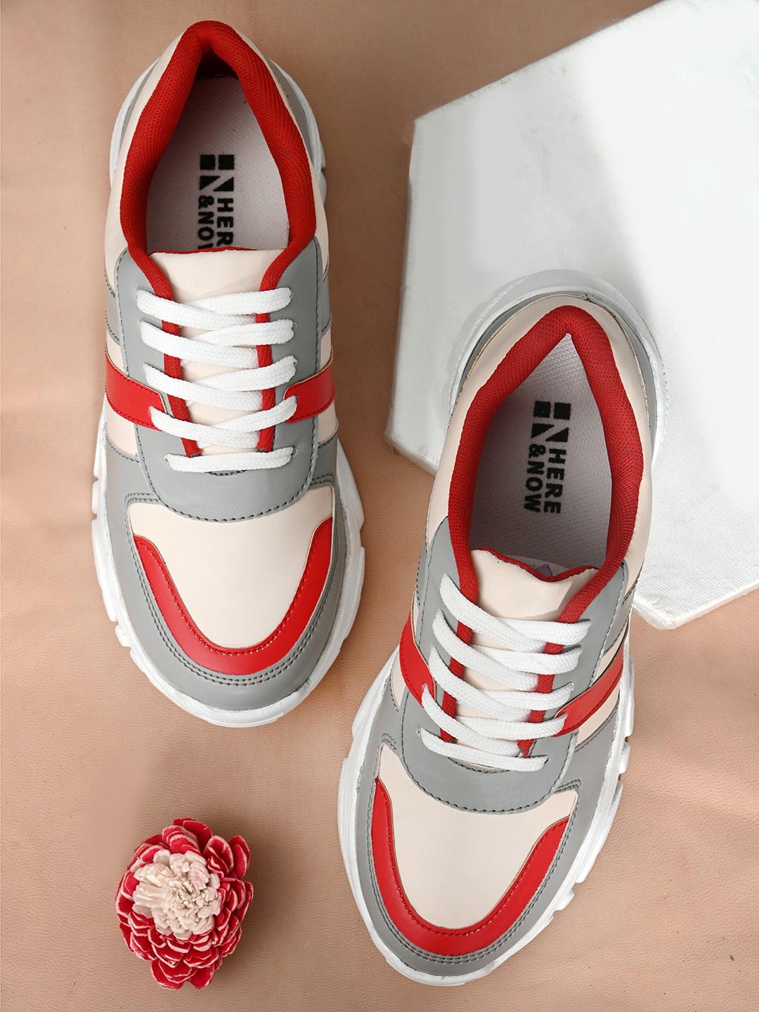 

HERE&NOW Women Grey Colourblocked PU Sneakers
