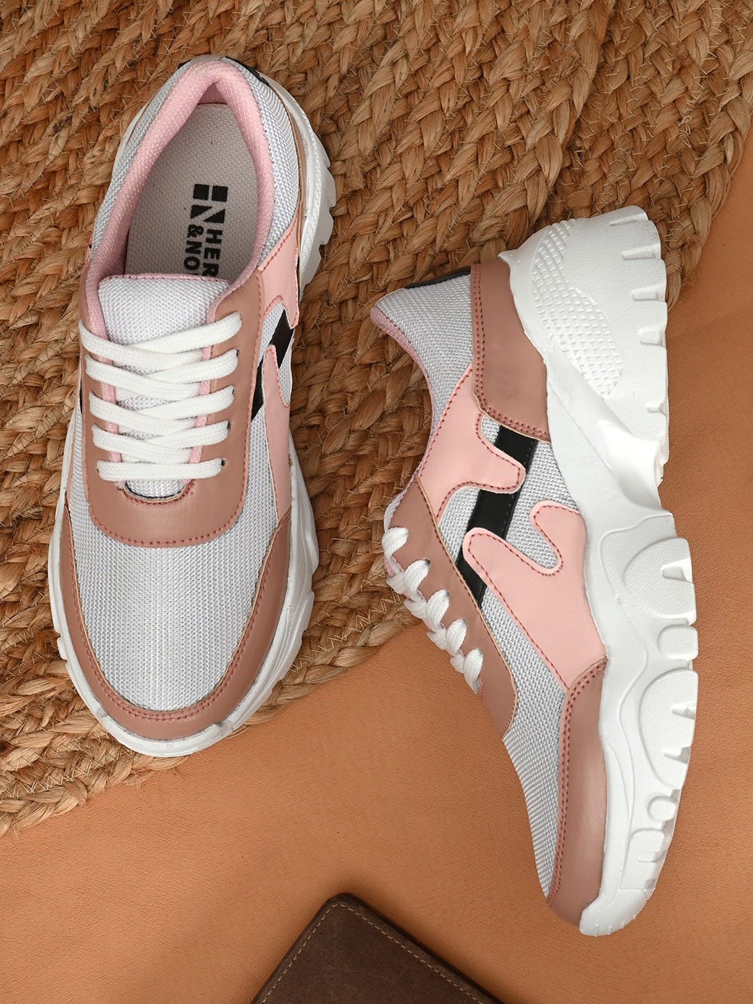 

HERE&NOW Women Pink Colourblocked PU Sneakers