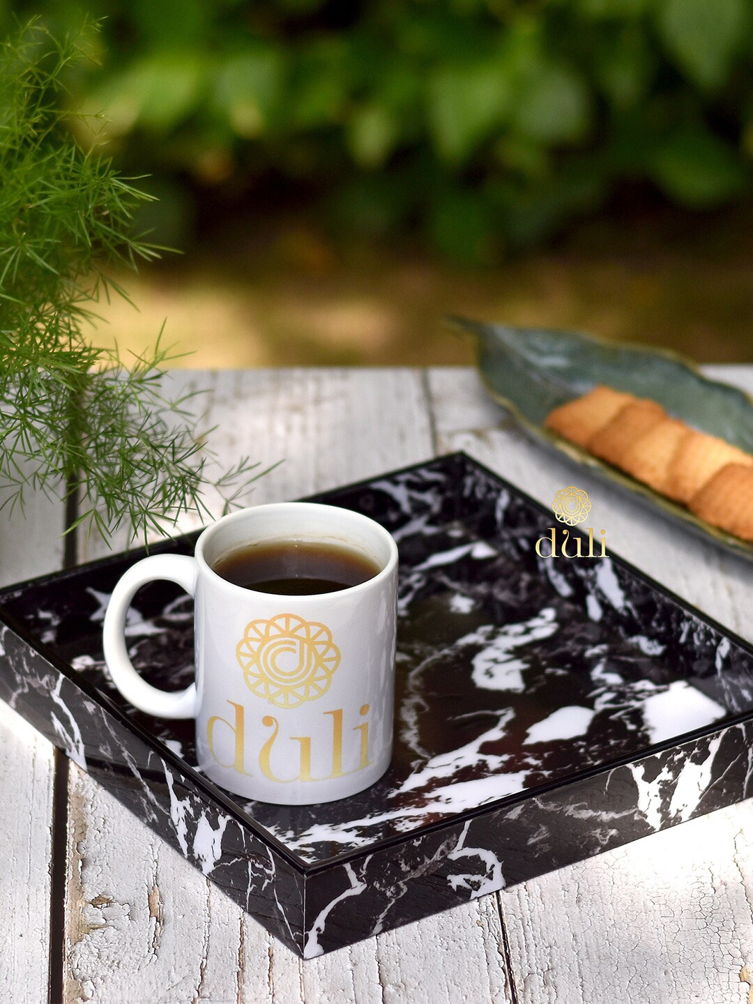 

DULI Black Printed Enamel Coated Multipurpose Serving Trays