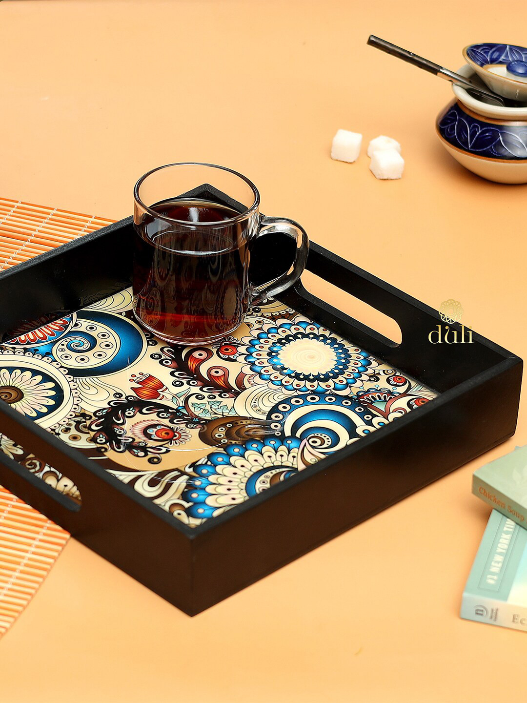 

DULI Brown Printed Enamel Coated Multipurpose Serving Trays