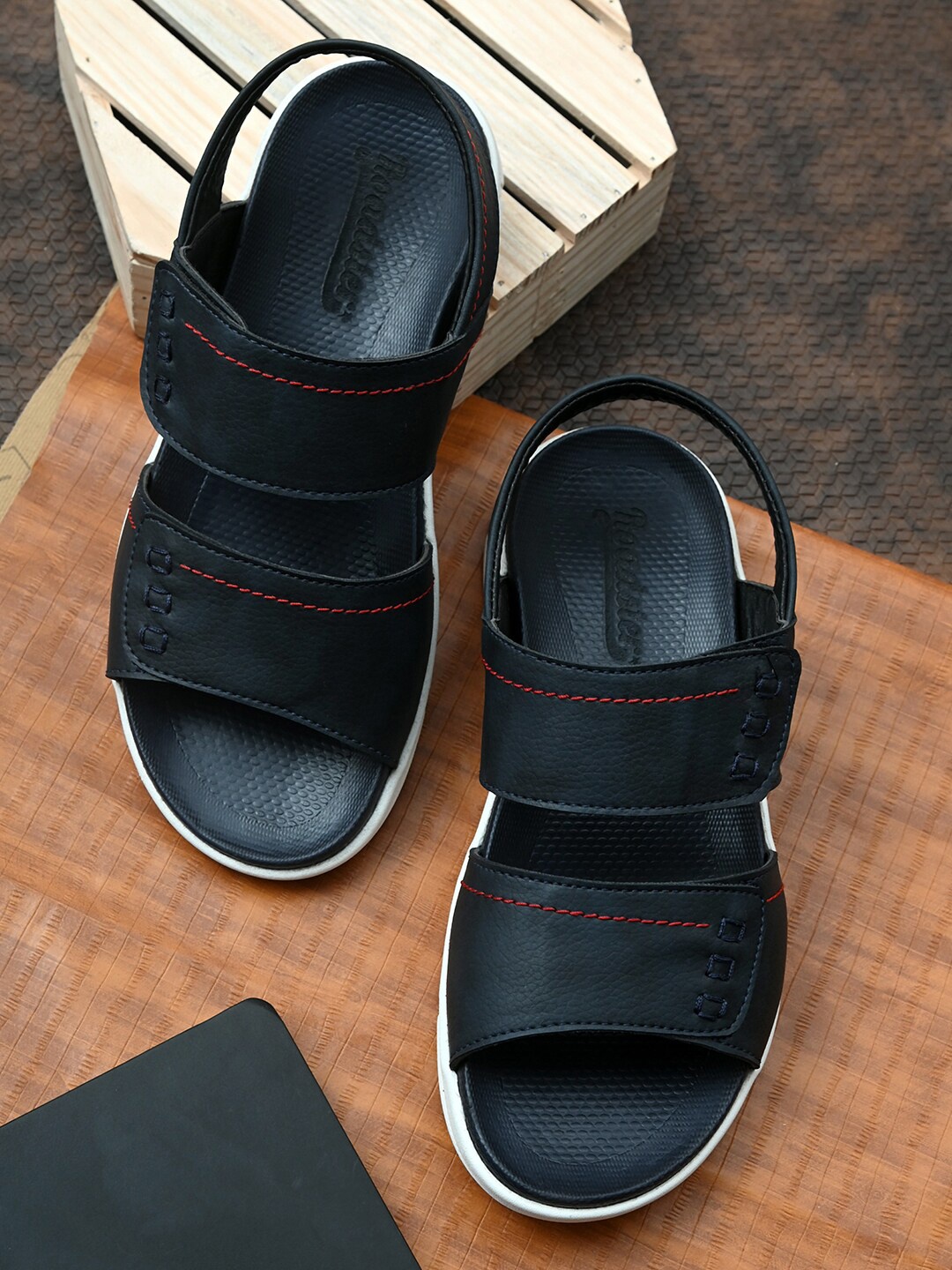

Roadster Men Navy Blue & White PU Comfort Sandals