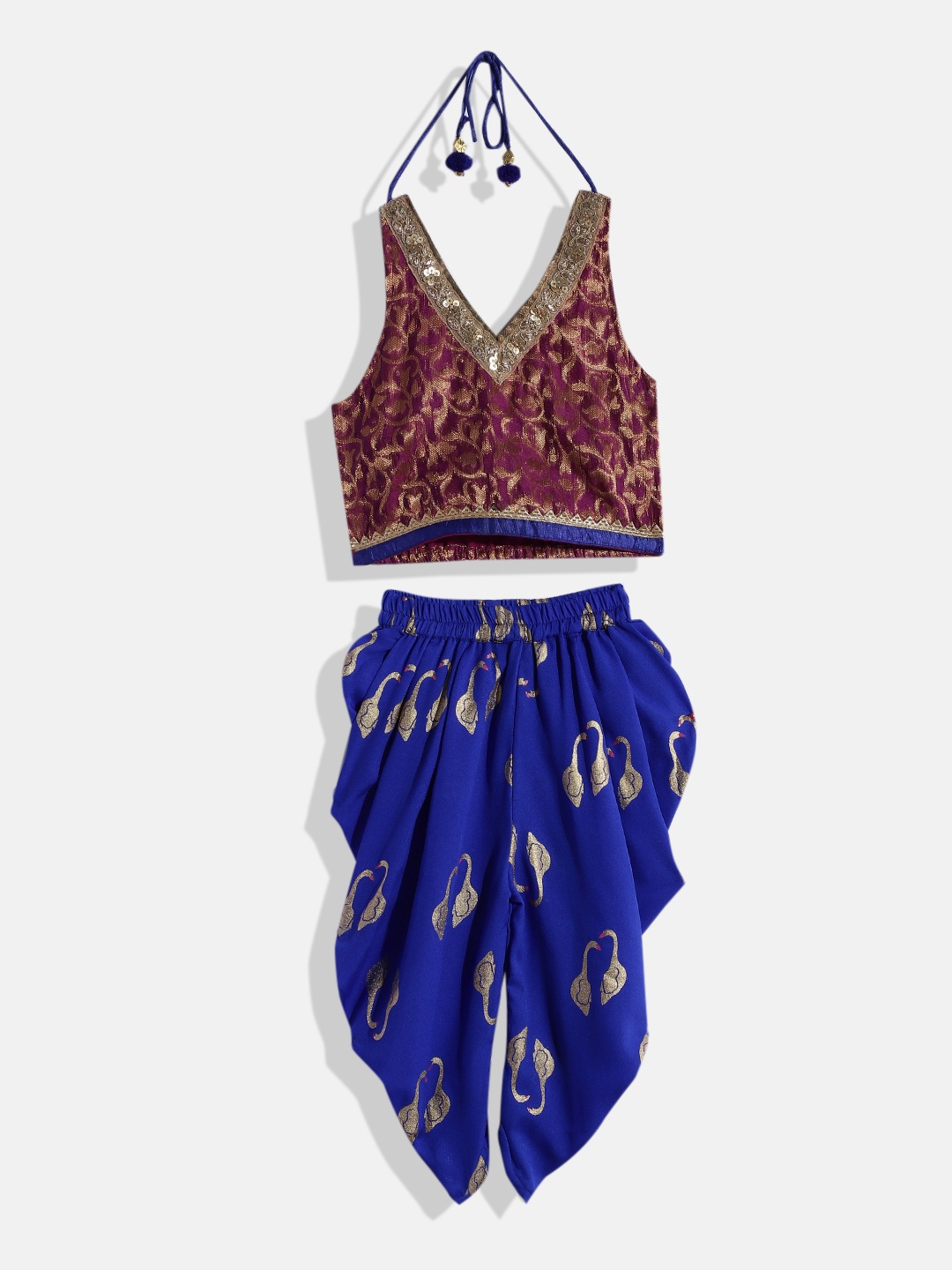 

Twisha Girls Maroon & Blue Top with Dhoti Pants