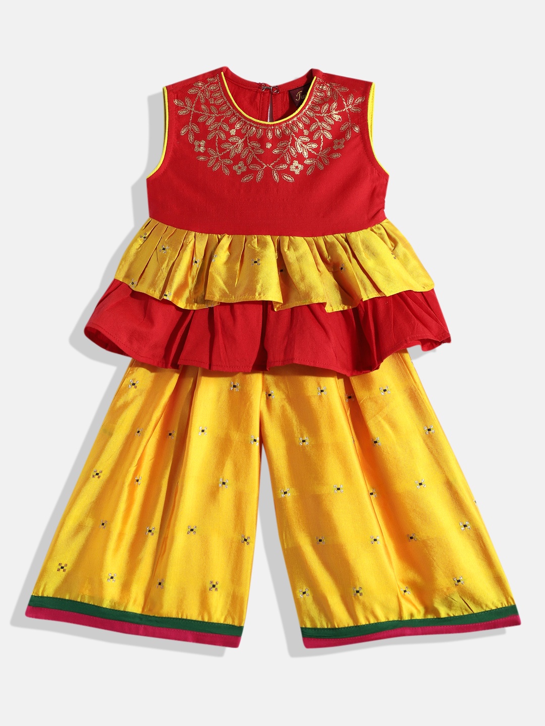 

Twisha Girls Red & Mustard Printed Top with Palazzos