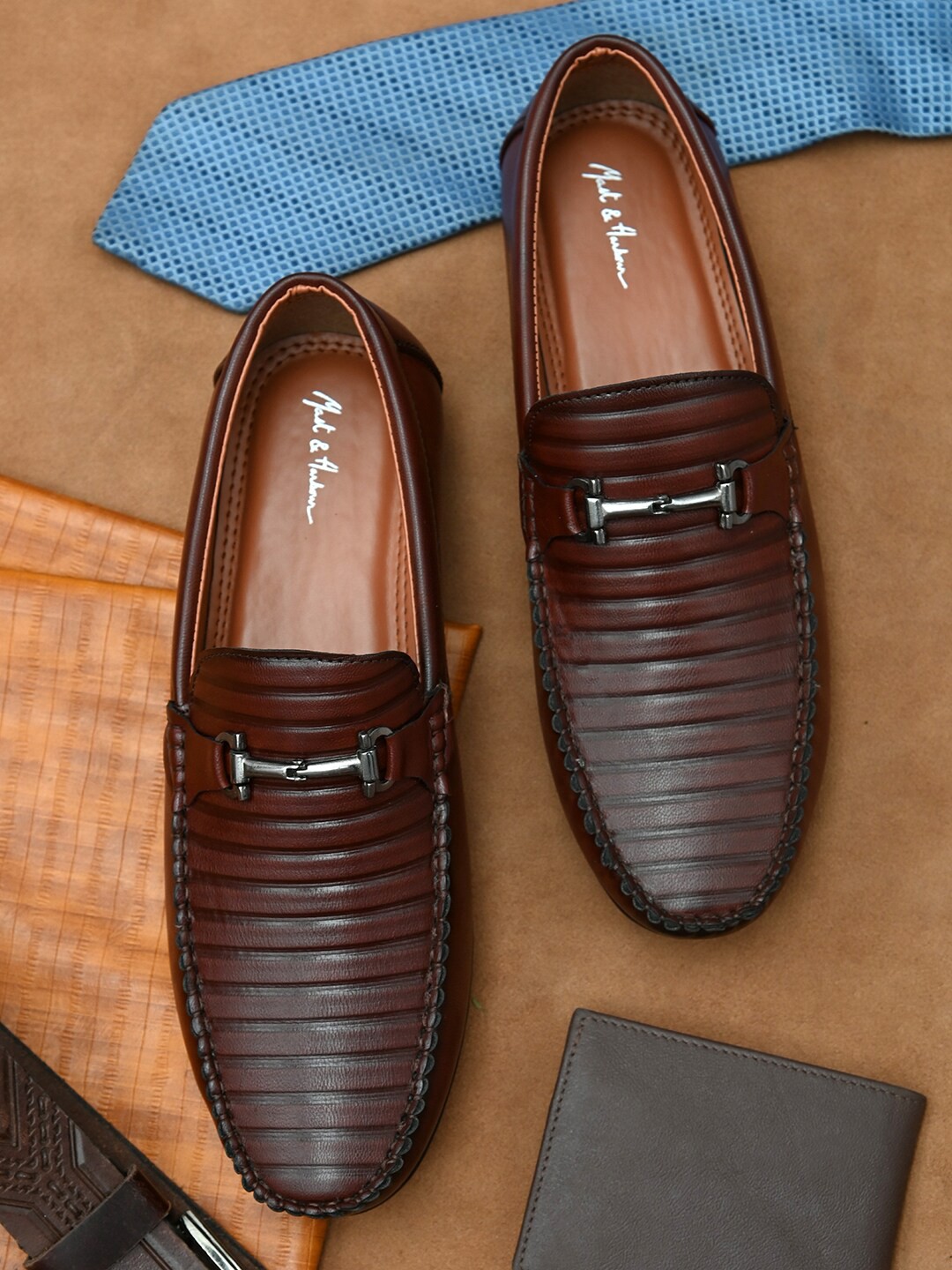 

Mast & Harbour Men Red Printed PU Loafers