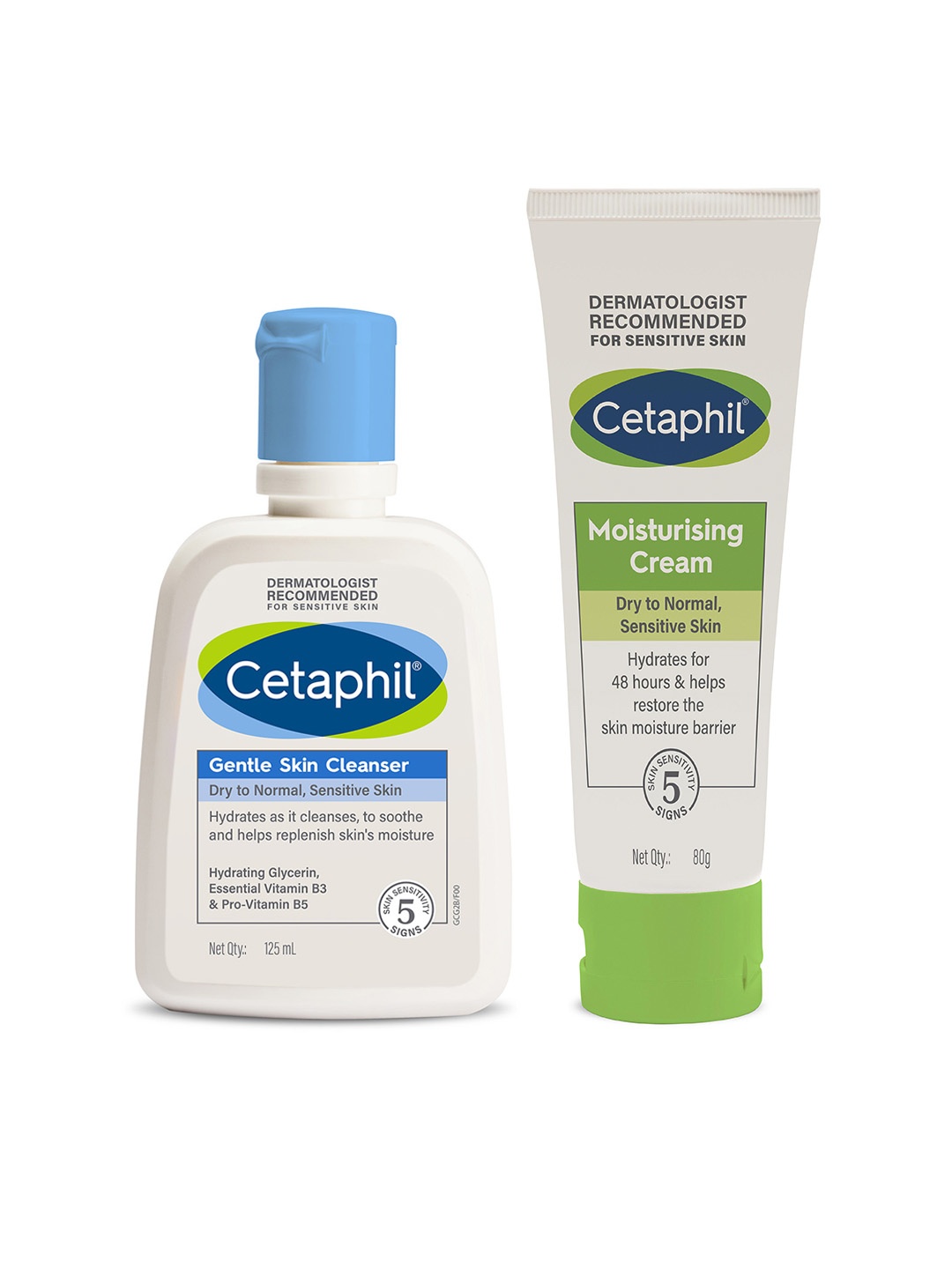 

Cetaphil Set of Moisturising Cream - 80 g & Gentle Skin Cleanser - 125 ml, White