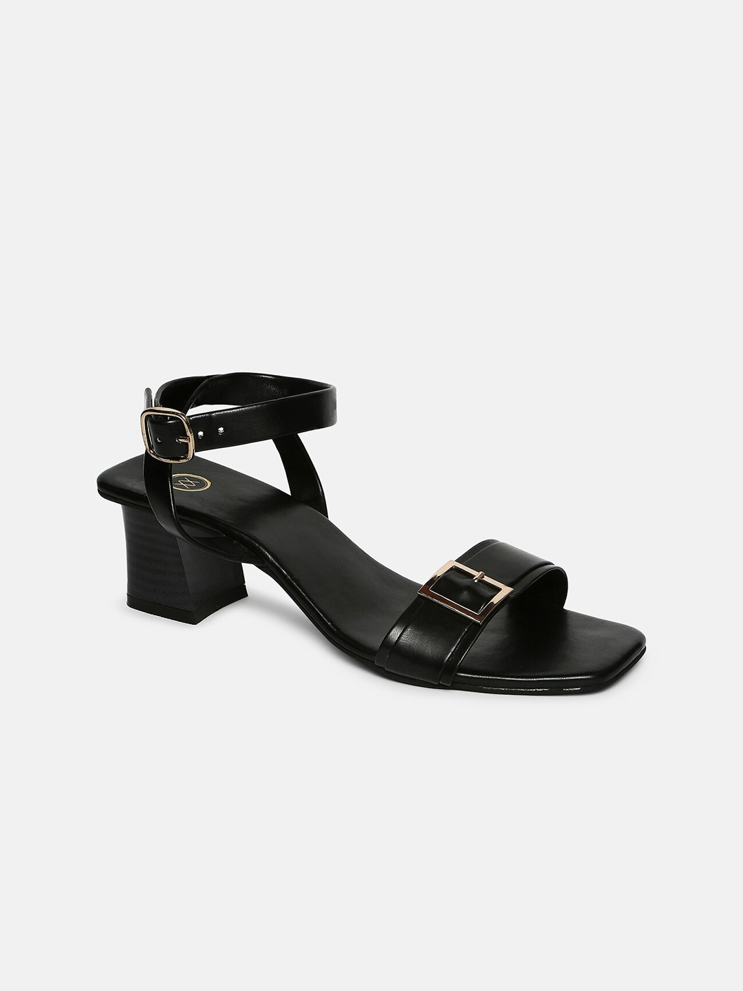 

20Dresses Women Black PU Block Sandals with Buckles