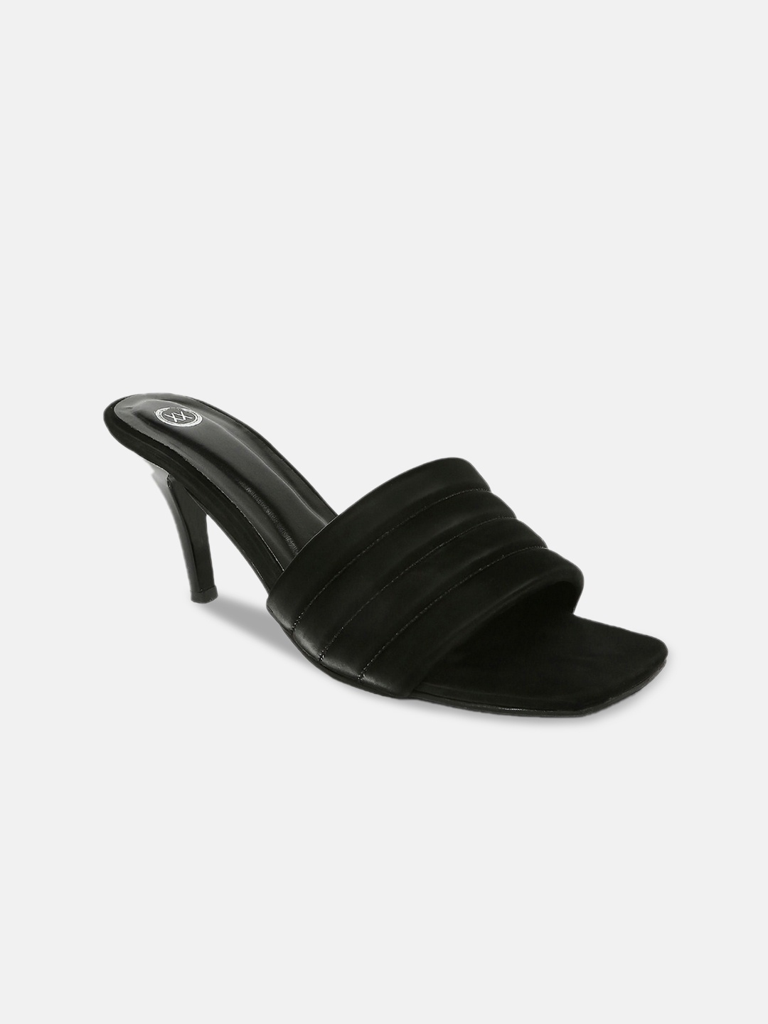 

20Dresses Black Striped PU Party Kitten Mules