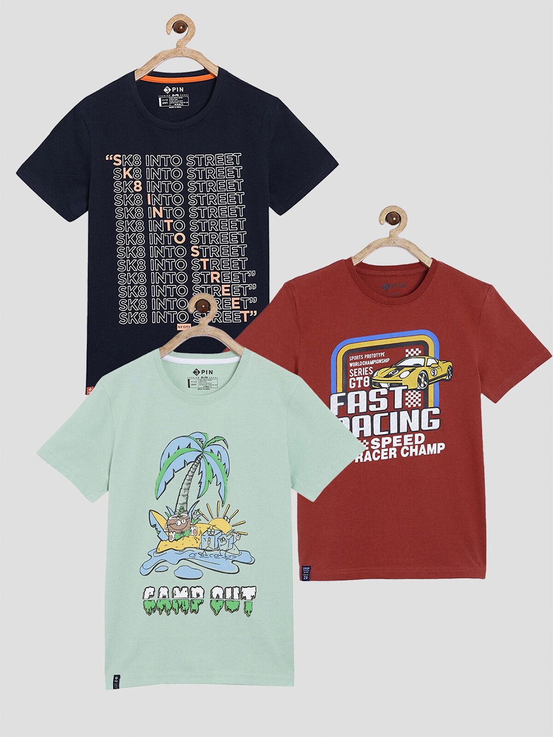 

3PIN Boys Multicoloured Typography 3 Printed T-shirt, Multi