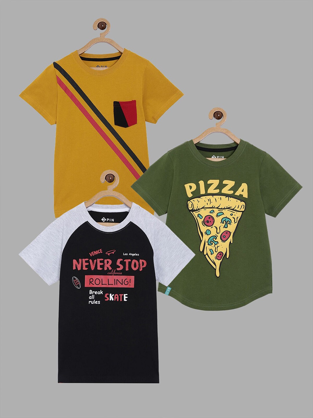 

3PIN Boys Multicoloured Typography 3 Printed T-shirt, Multi