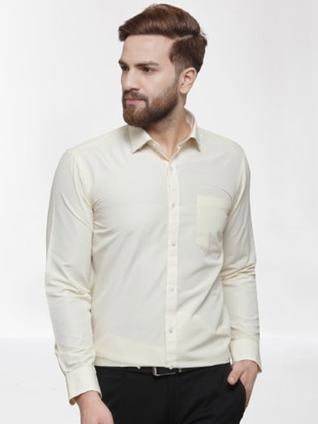 

RG DESIGNERS Men Cream-Coloured Slim Fit Formal Shirt