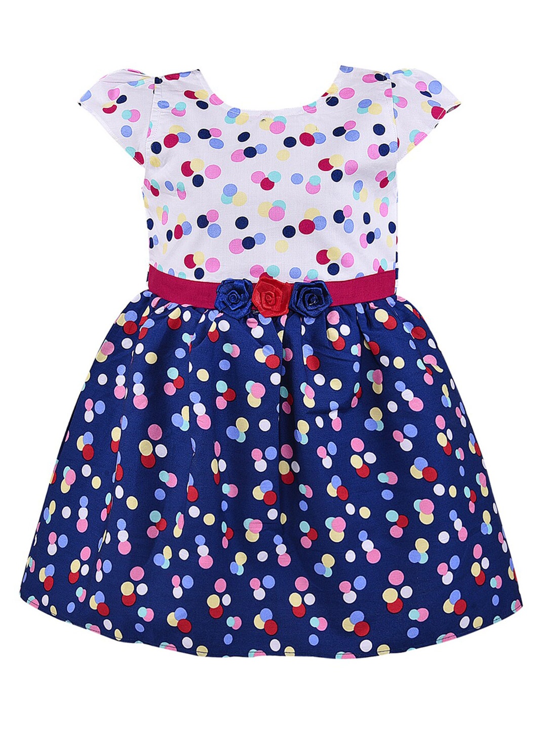 

Wish Karo Girls Blue & White Fit & Flare Dress