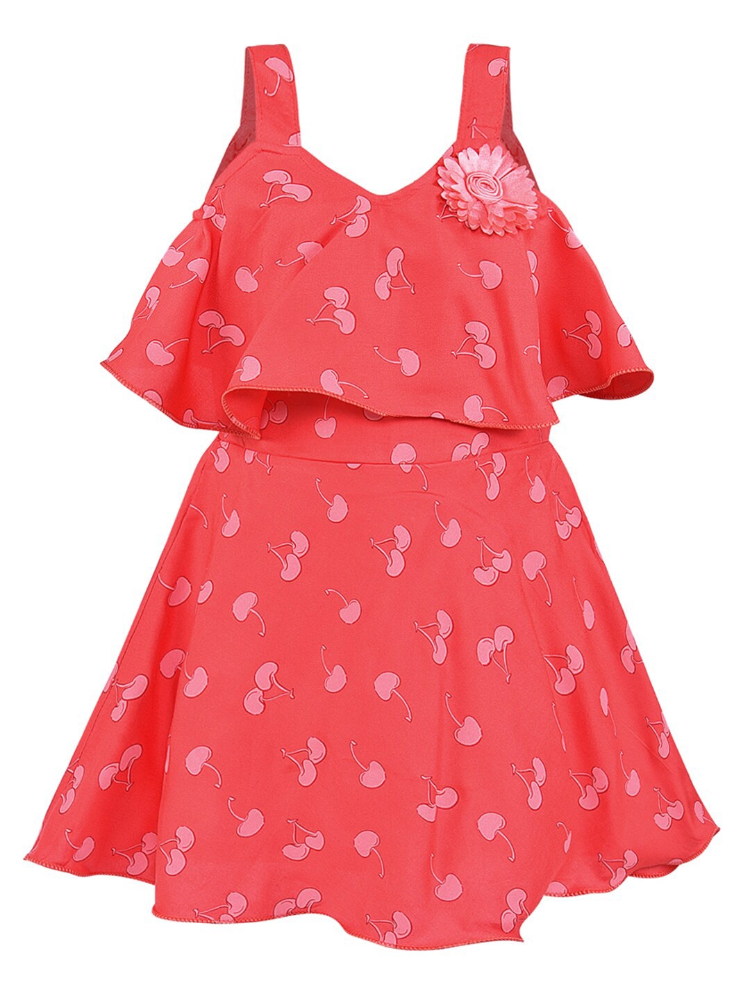 

Wish Karo Girls Coral & Pink A-Line Frock Dress