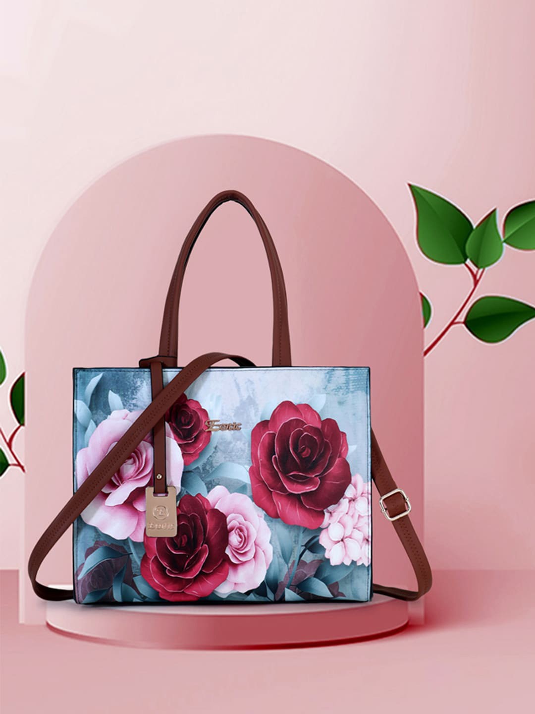 

Exotic Blue Printed PU Oversized Shopper Tote Bag