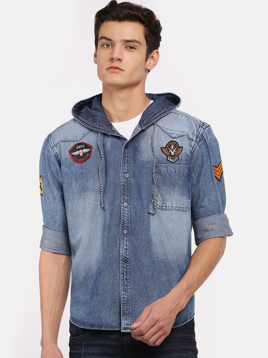 

VOXATI Men Blue Standard Faded Casual Shirt