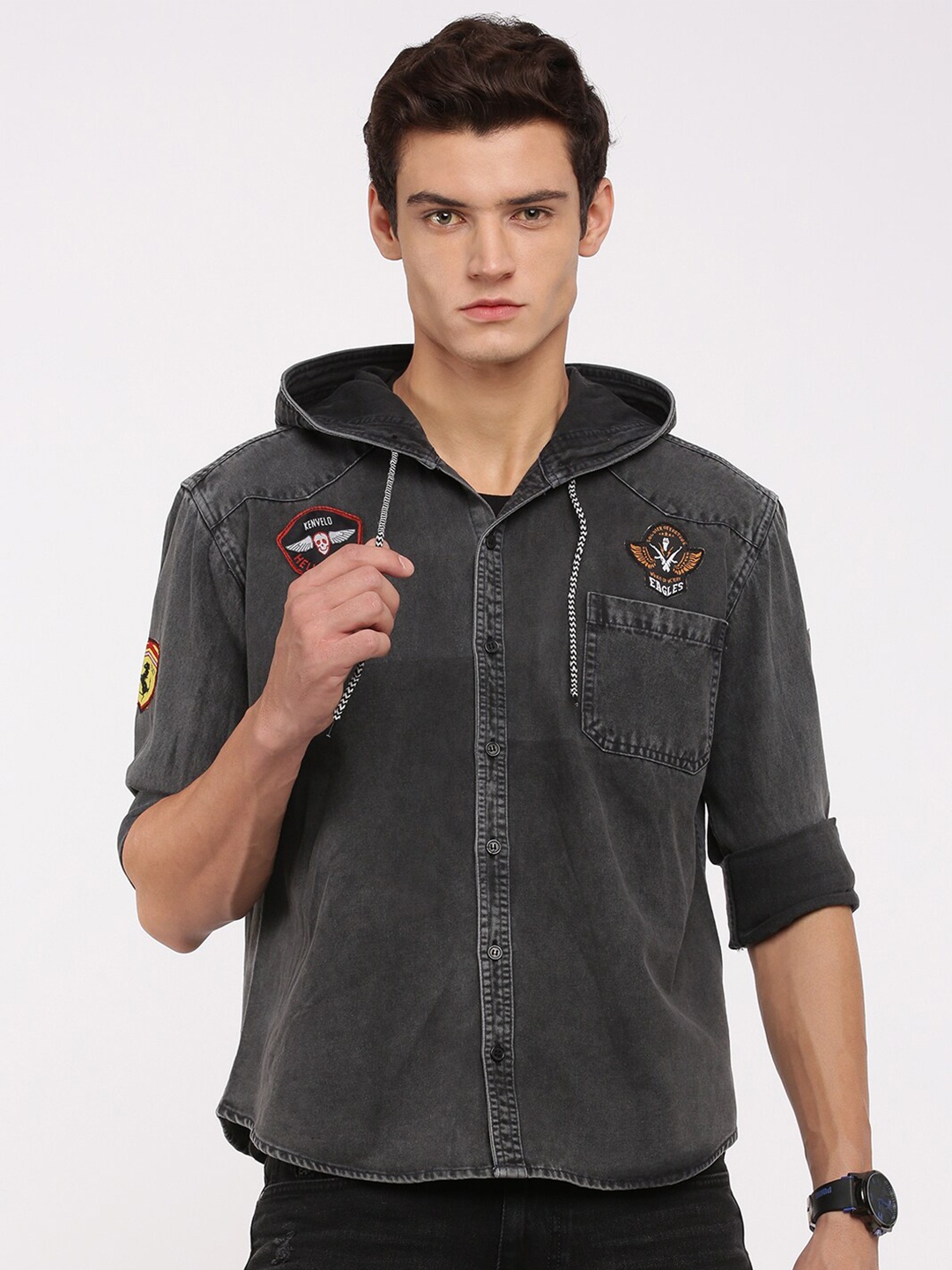

VOXATI Men Grey Standard Casual Shirt