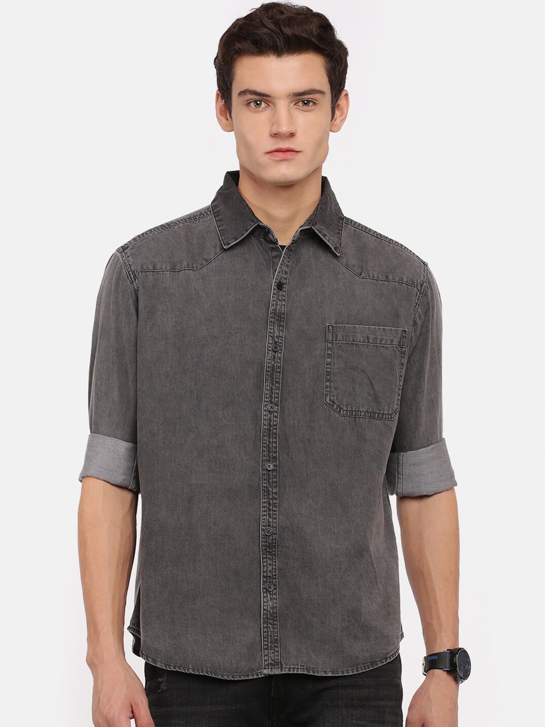 

VOXATI Men Grey Standard Casual Shirt