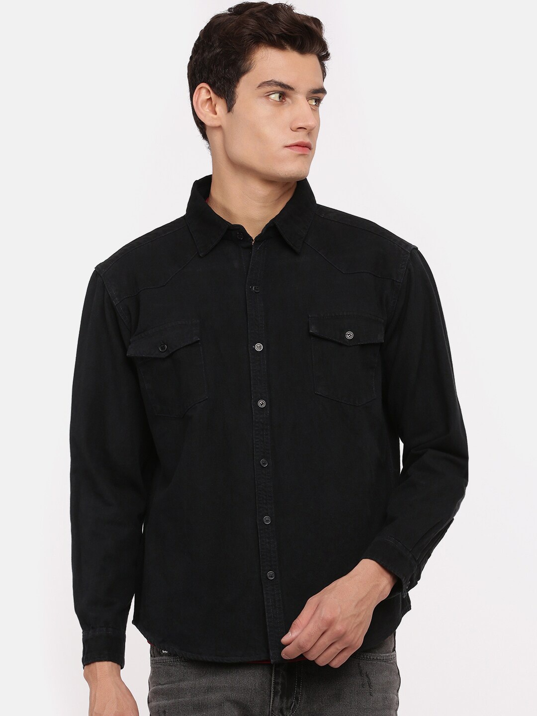 

VOXATI Men Black Standard Casual Shirt