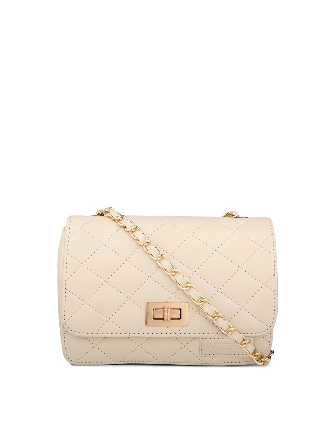 

AMYENCE White Structured Sling Bag with Quilted