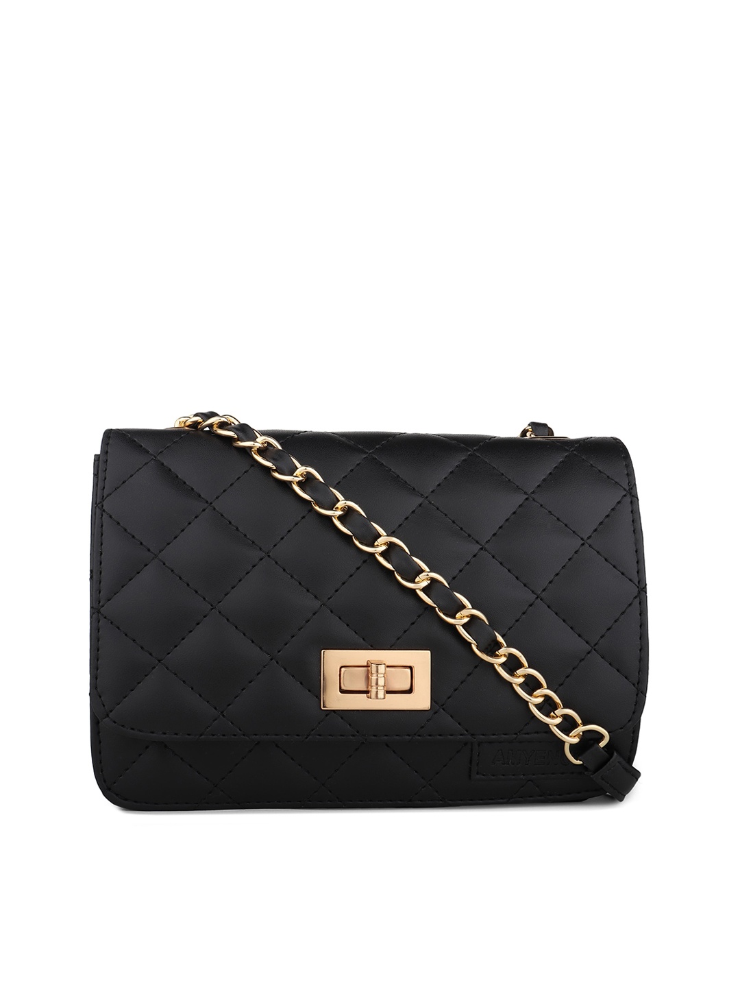 

AMYENCE Black Structured Sling Bag with Quilted