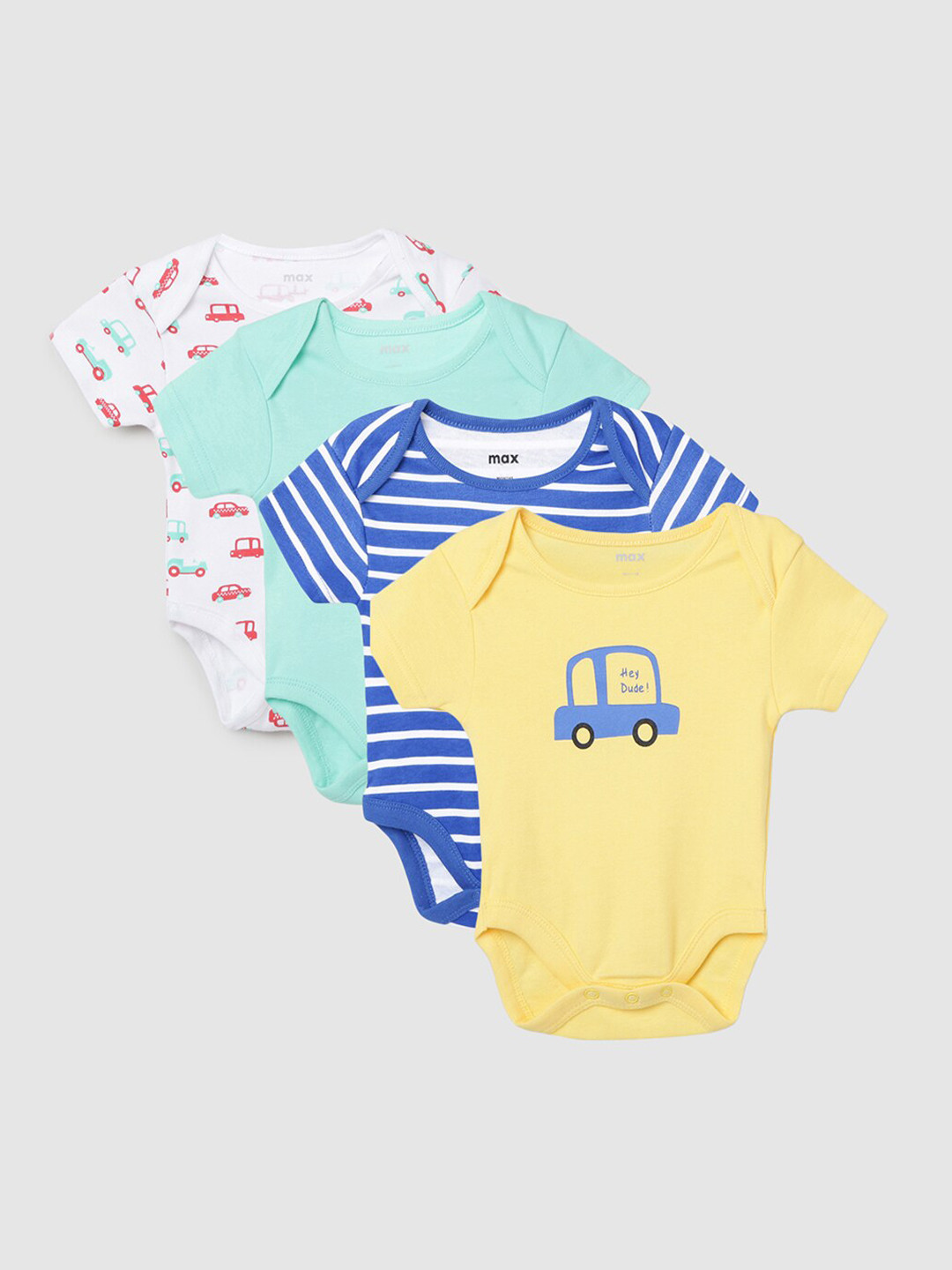 

max Boys Pack Of 4 Bodysuit, Multi