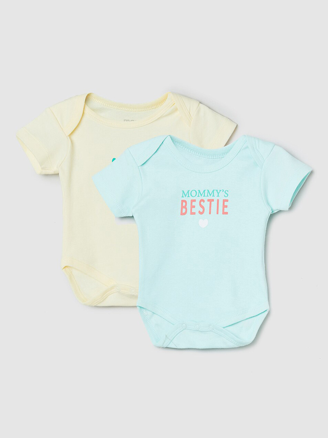 

max Infant Girls Pack of 2 Printed Anti-Bacterial Bodysuit, Blue