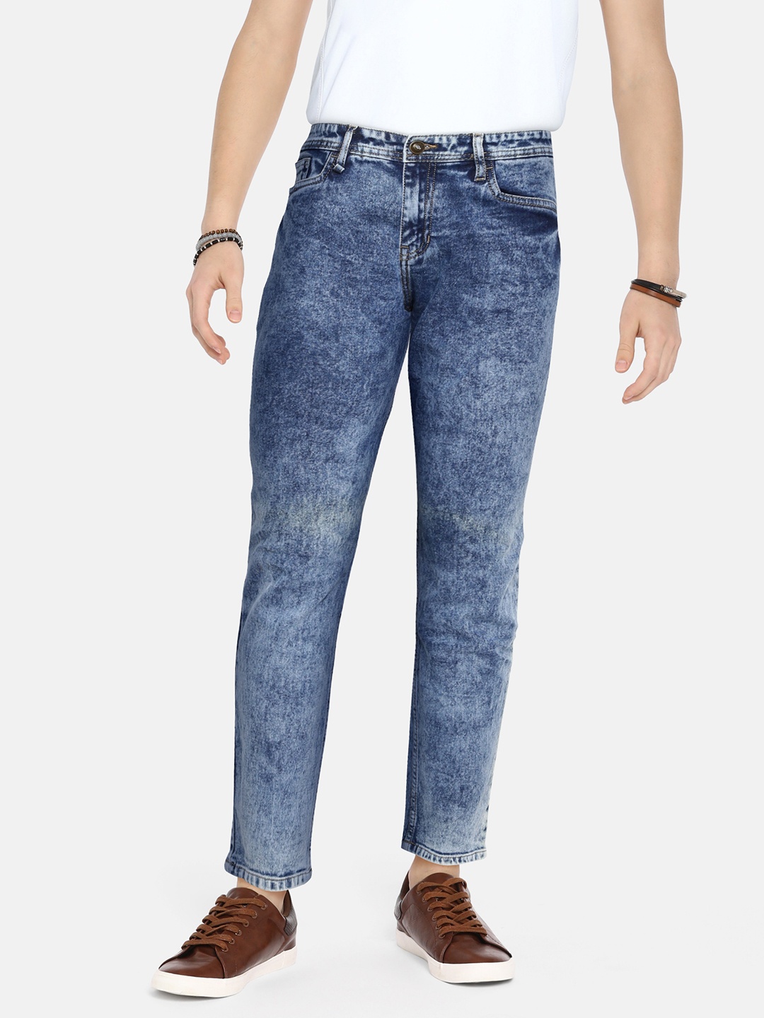 

UTH by Roadster Teen Boys Blue Solid Heavy Fade Slim Fit Acid Washed Stretchable Jeans