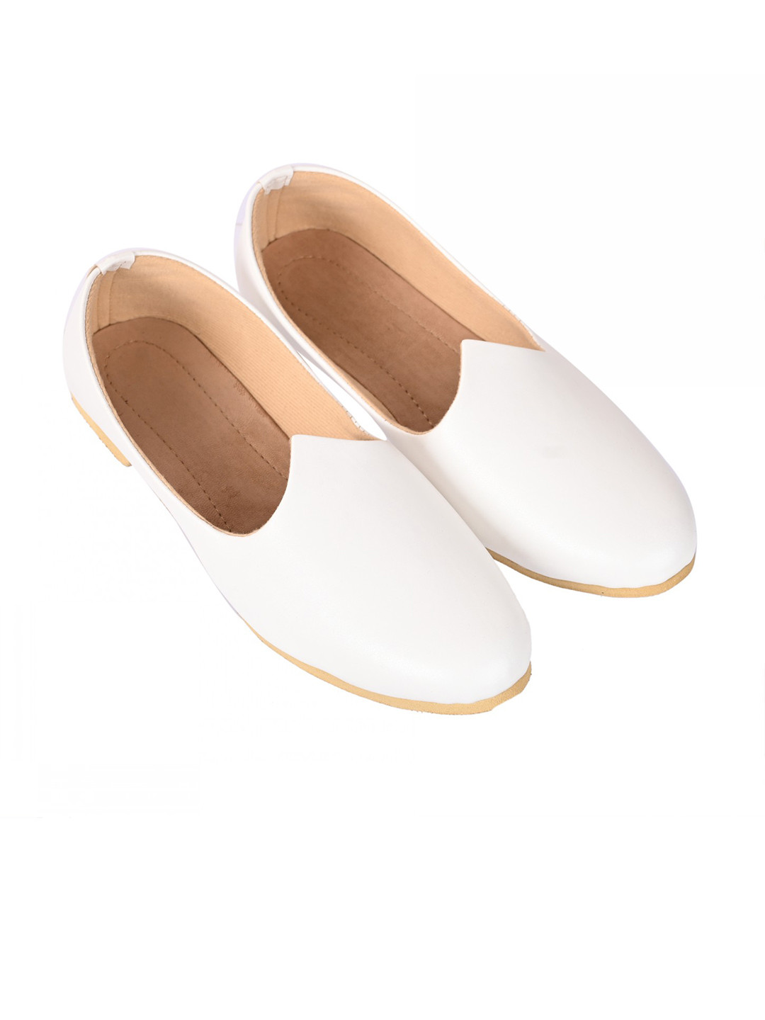 

Aristitch Men White Solid Leather Mojaris