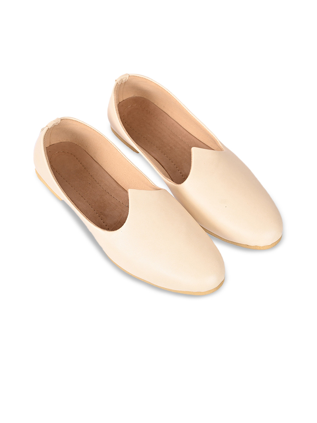 

Aristitch Men Cream-Coloured Leather Mojaris