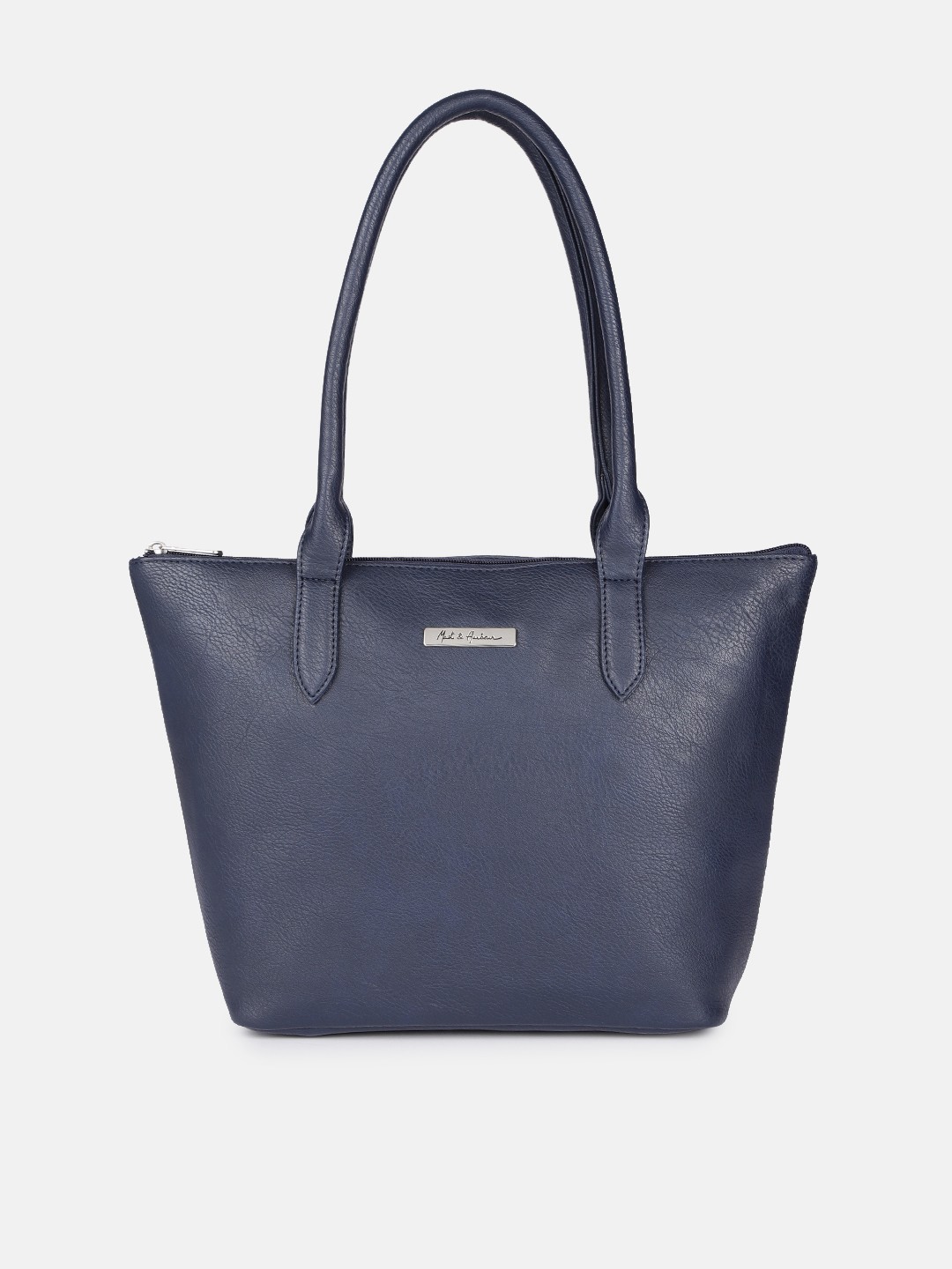 

Mast & Harbour Navy Blue Textured Structured Shoulder Bag