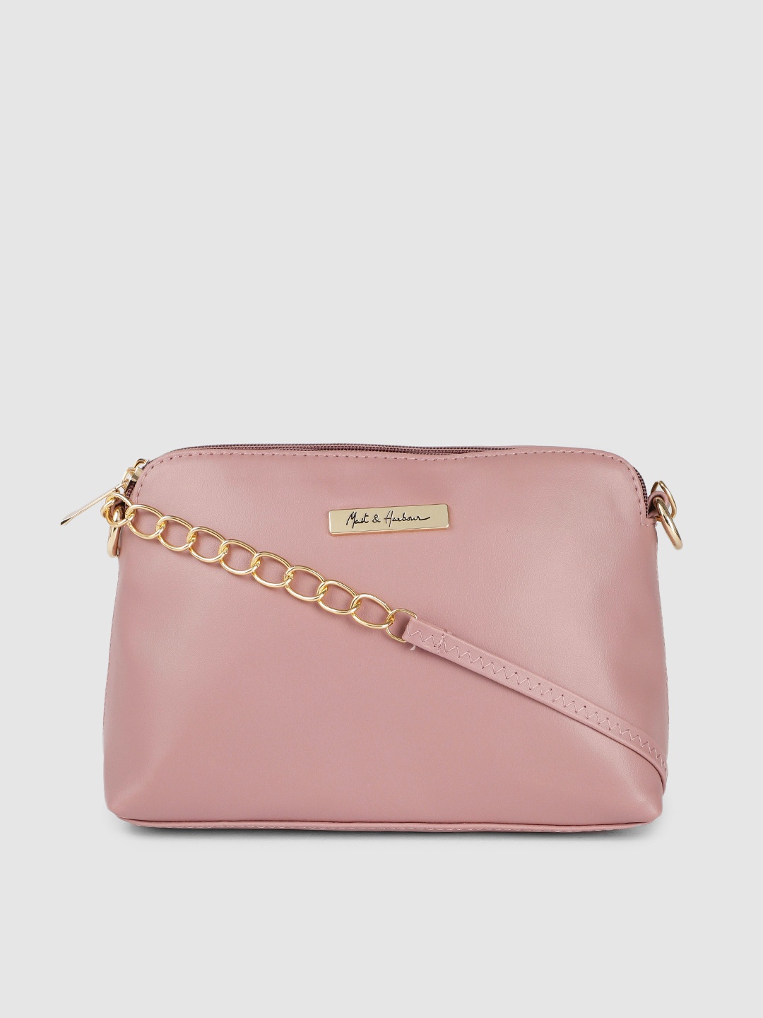 

Mast & Harbour Women Solid Structured Sling Bag, Pink