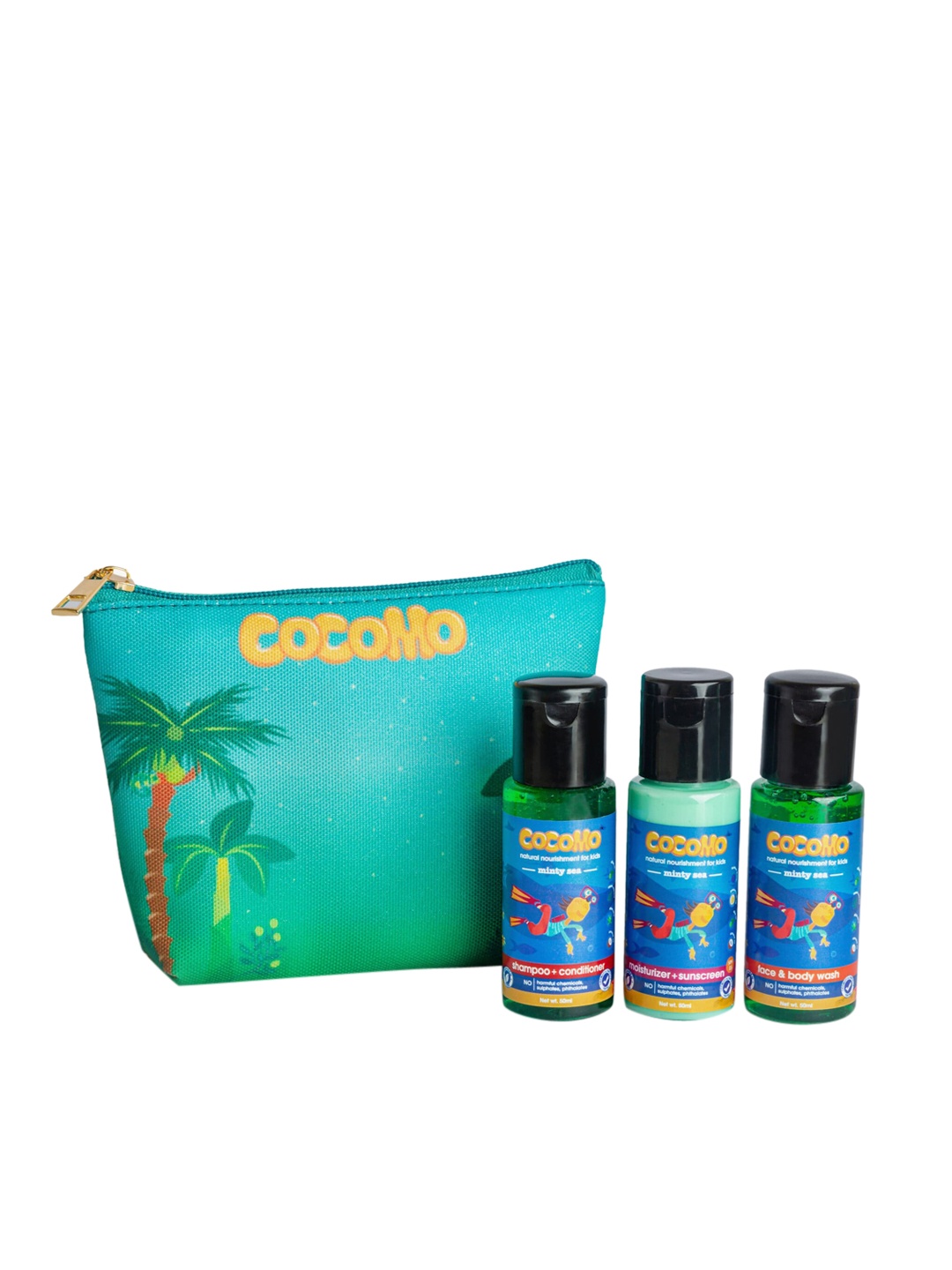 

COCOMO Minty Sea Sustainable Travel Pack for Kids with Pouch, Green