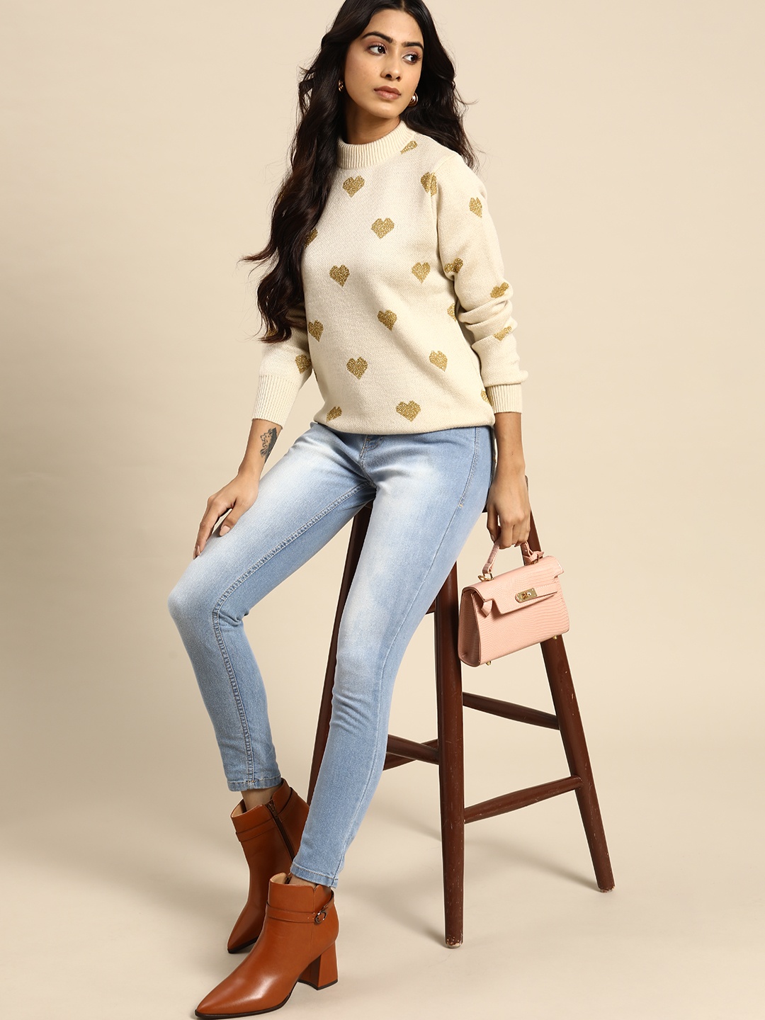 

all about you Women Beige & Golden Pullover
