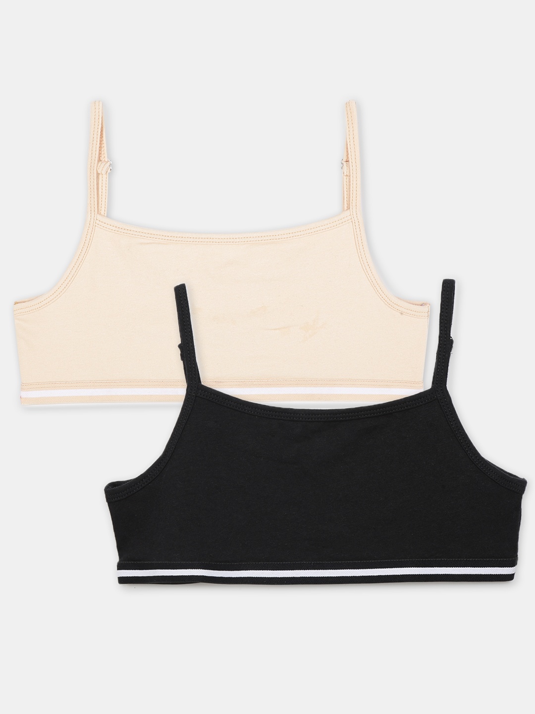 

Charm n Cherish Girls Pack Of 2 Beige & Black Non-Padded & Non-Wired Bra