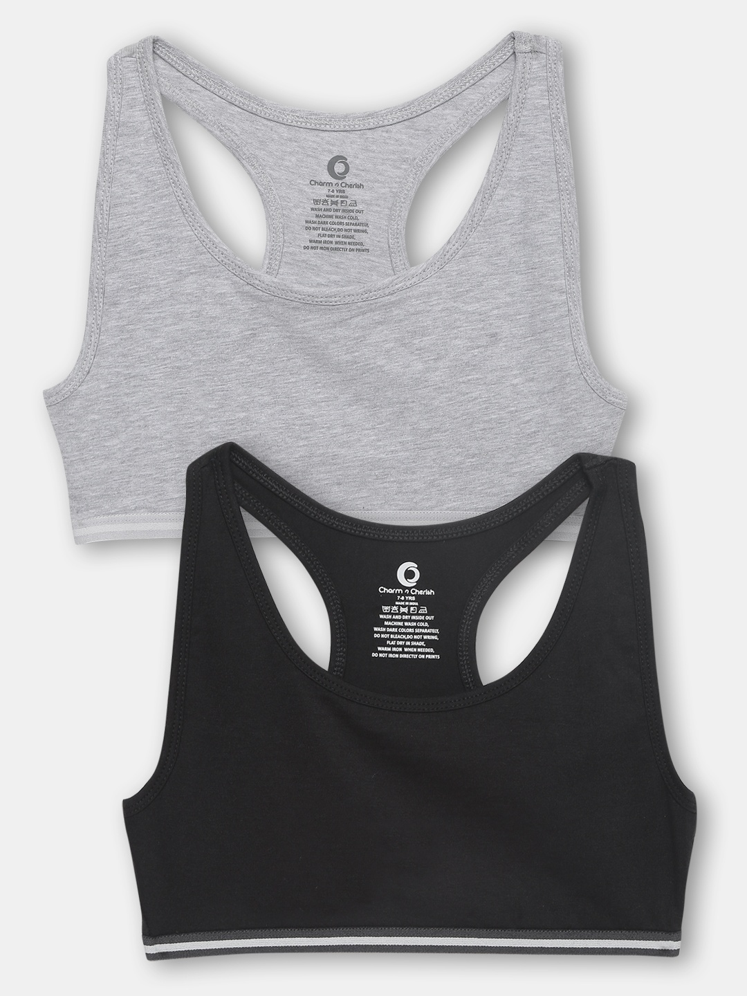 

Charm n Cherish Girls Pack Of 2 Grey & Black Bra