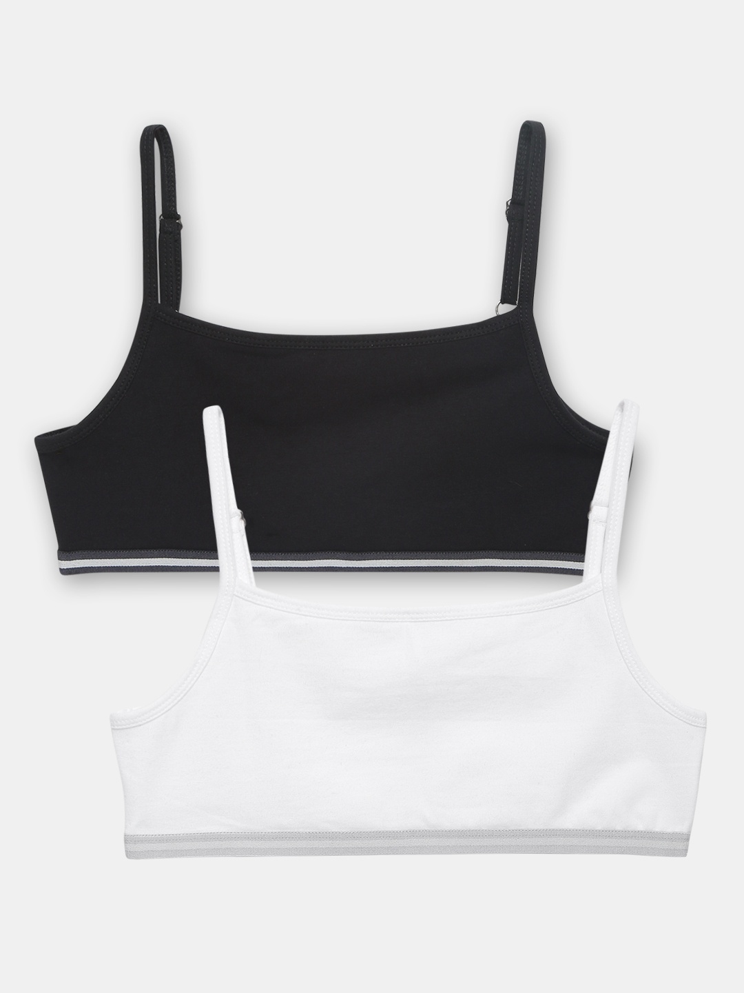 

Charm n Cherish Girls Pack Of 2 White & Black Non-Padded & Non-Wired Bra