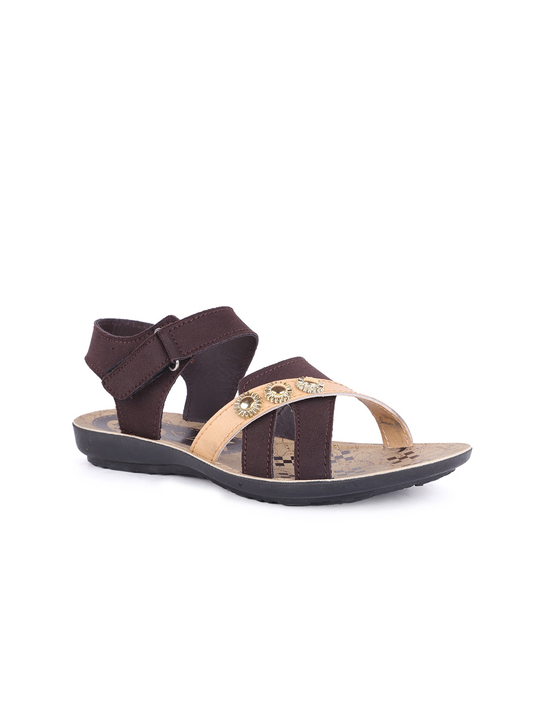 

FABBMATE Women Brown Embellished Open Toe Flats