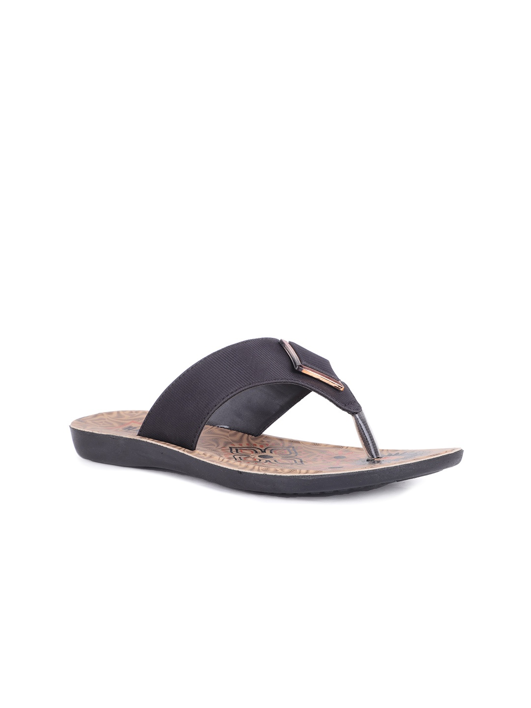 

FABBMATE Women Black T-Strap Flats With Buckle