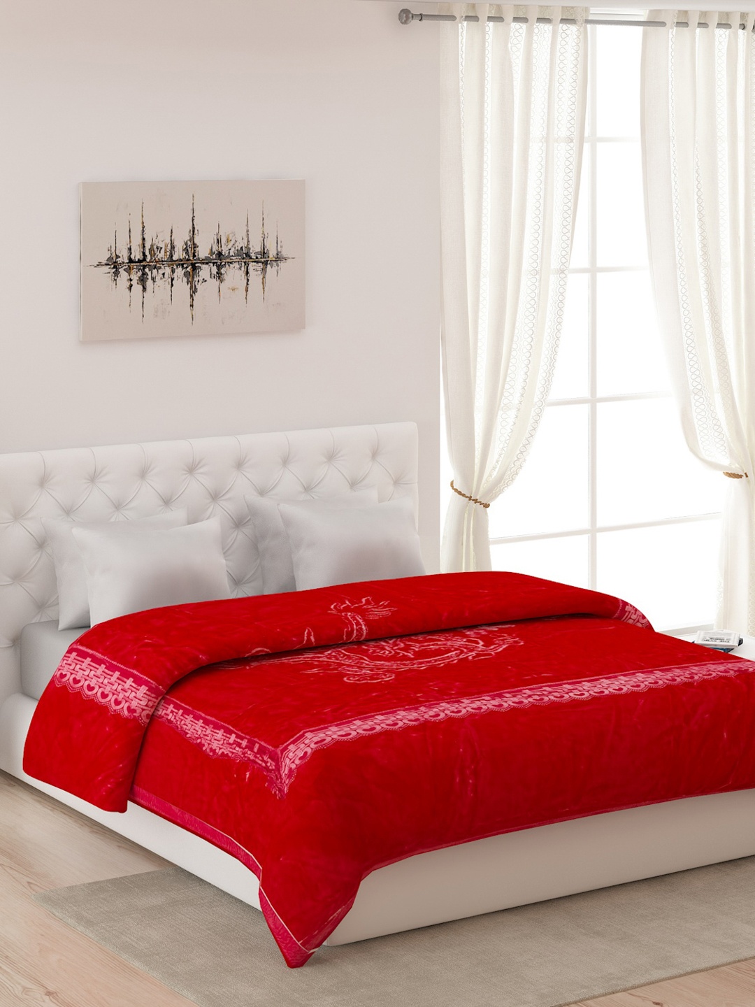 

Monte Carlo Red & White Floral Heavy Winter Double Bed Blanket