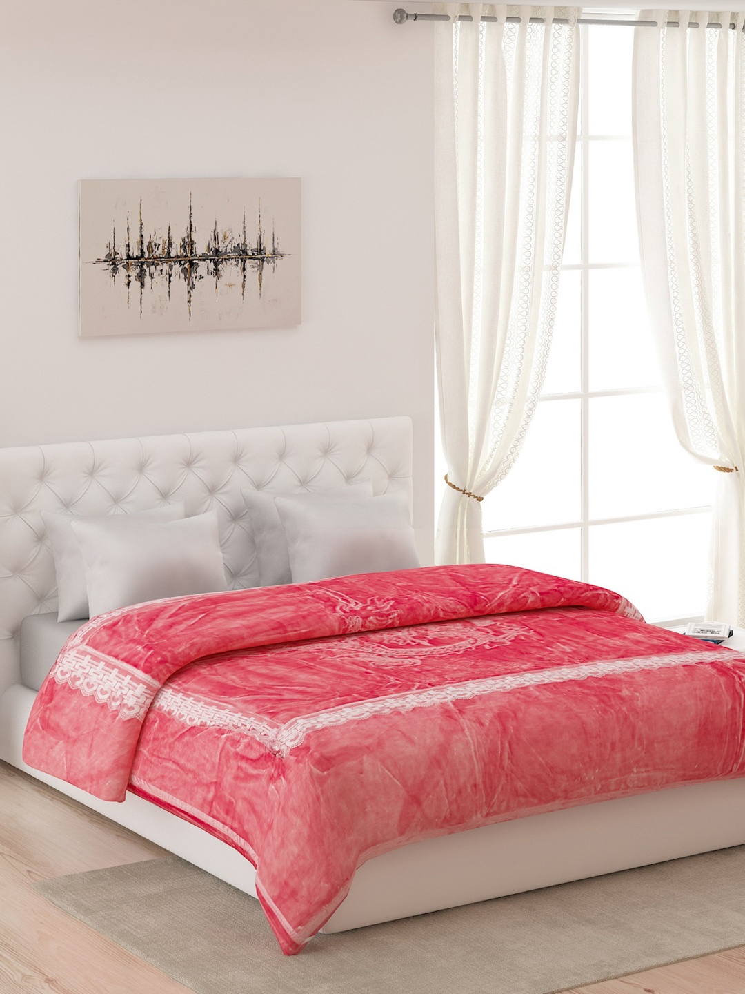 

Monte Carlo Pink & White Printed 1000 GSM Heavy Winter Double Bed Blanket