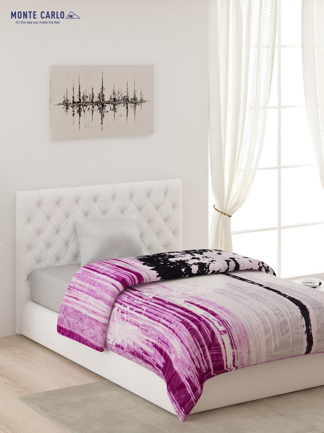 

Monte Carlo Purple & White AC Room 600 GSM Single Bed Blanket