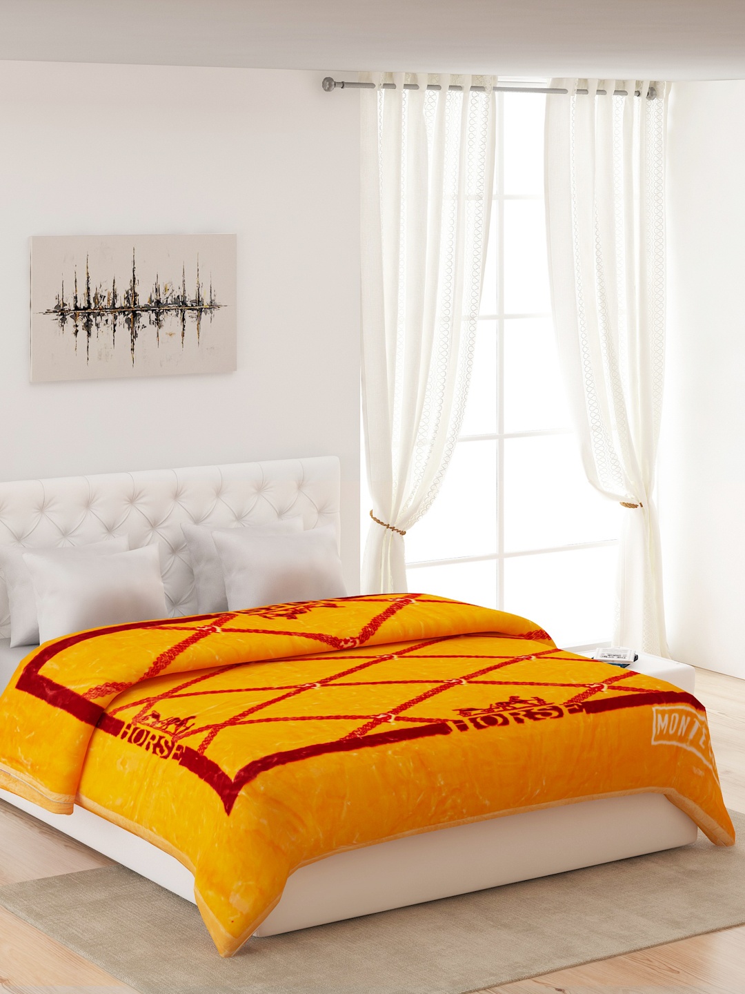 

Monte Carlo Yellow & Red Printed 950 GSM Heavy Winter Double Bed Blanket