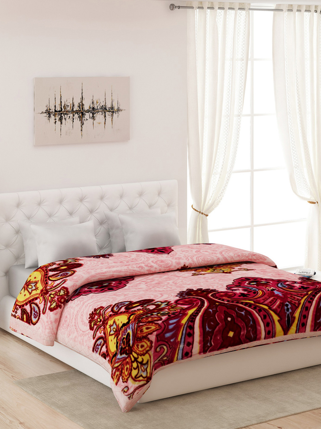 

Monte Carlo Pink & Maroon Printed 900 GSM Heavy Winter Double Bed Blanket